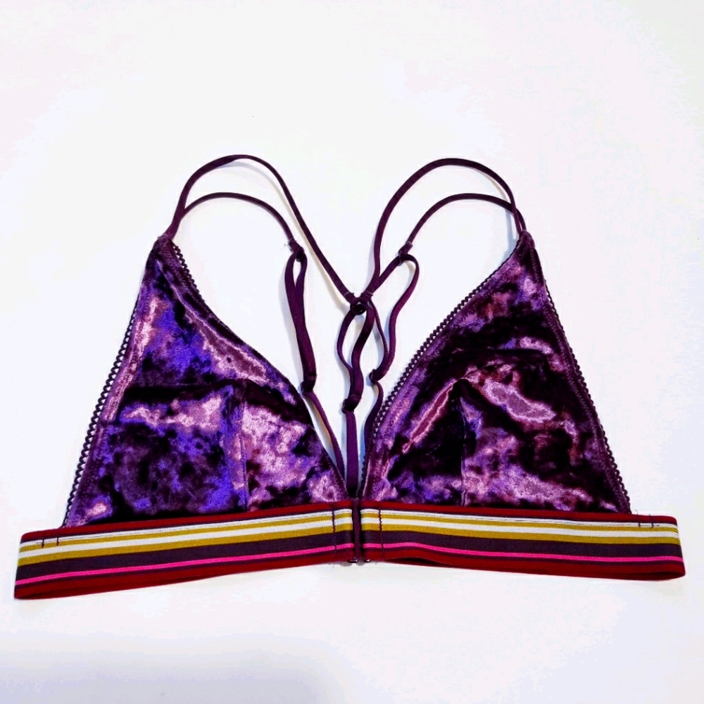VS Velvet Bralette Front Closure Purple Size Mediu